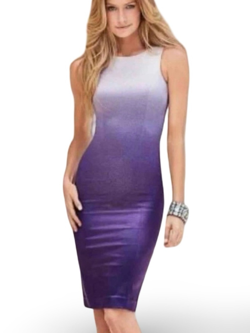 Venus Ombré Sleeveless Satin Sheath Dress 2
